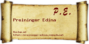 Preininger Edina névjegykártya
